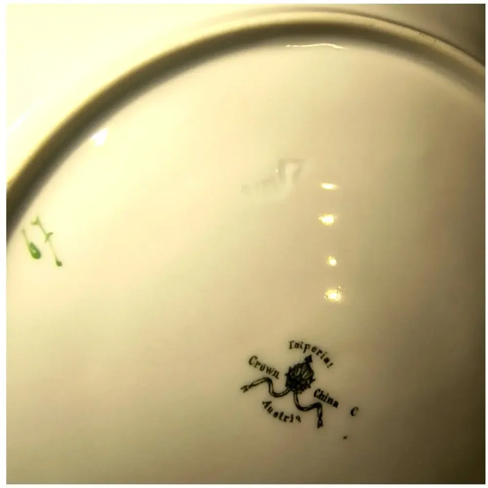 1908.  Porcelain Bread or Dessert Plate Imperial Crown China Austria Bawo Dotter
